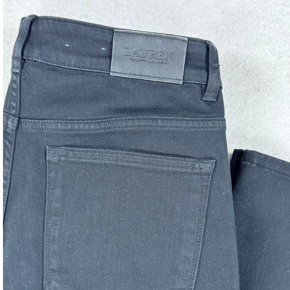 Lauren Ralph Lauren Black Straight Leg Pants Womens 12 Cotton‎ Blend Stretch